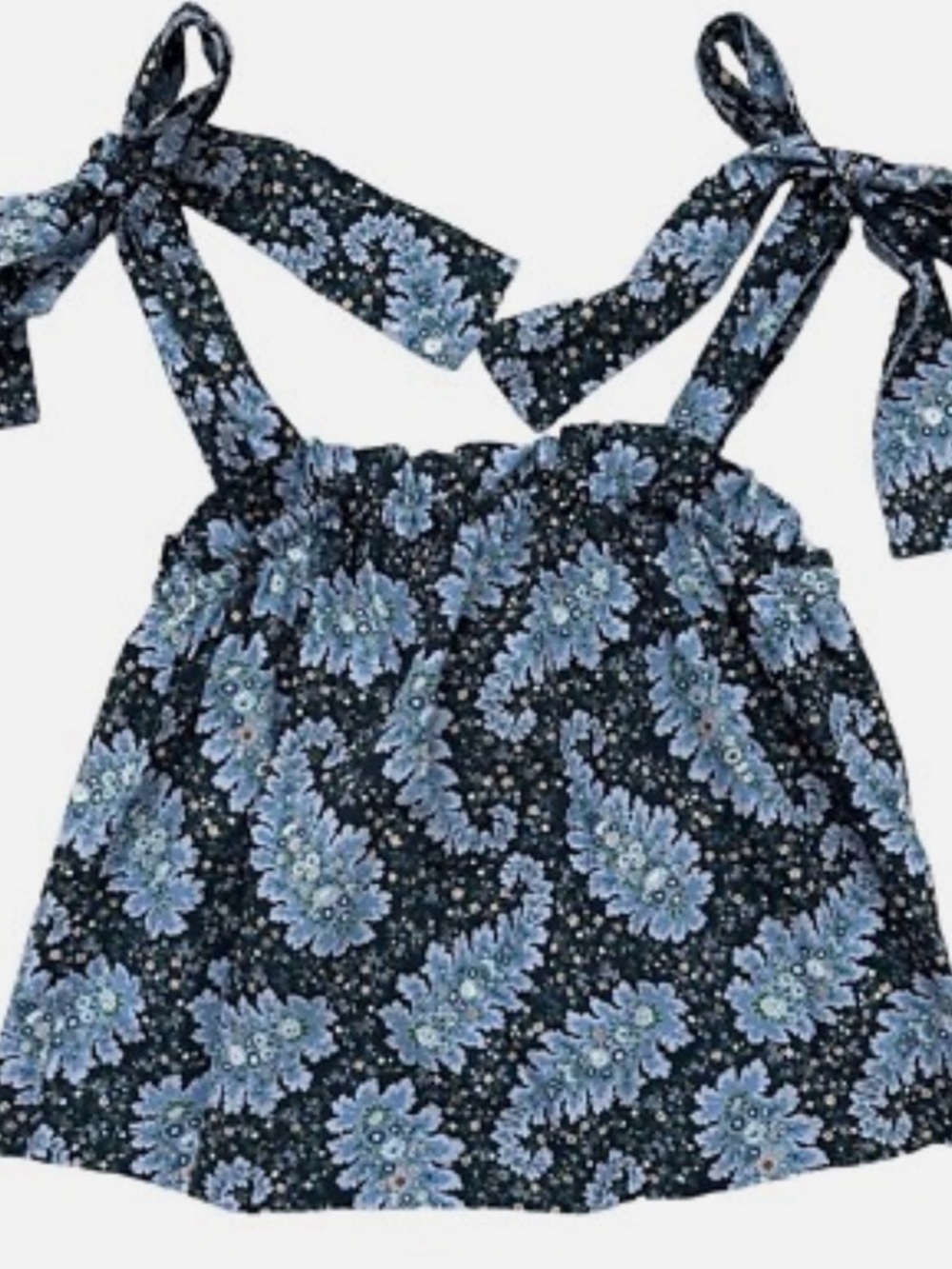 J. Crew Navy Blue Floral Tie-Shoulder Tank